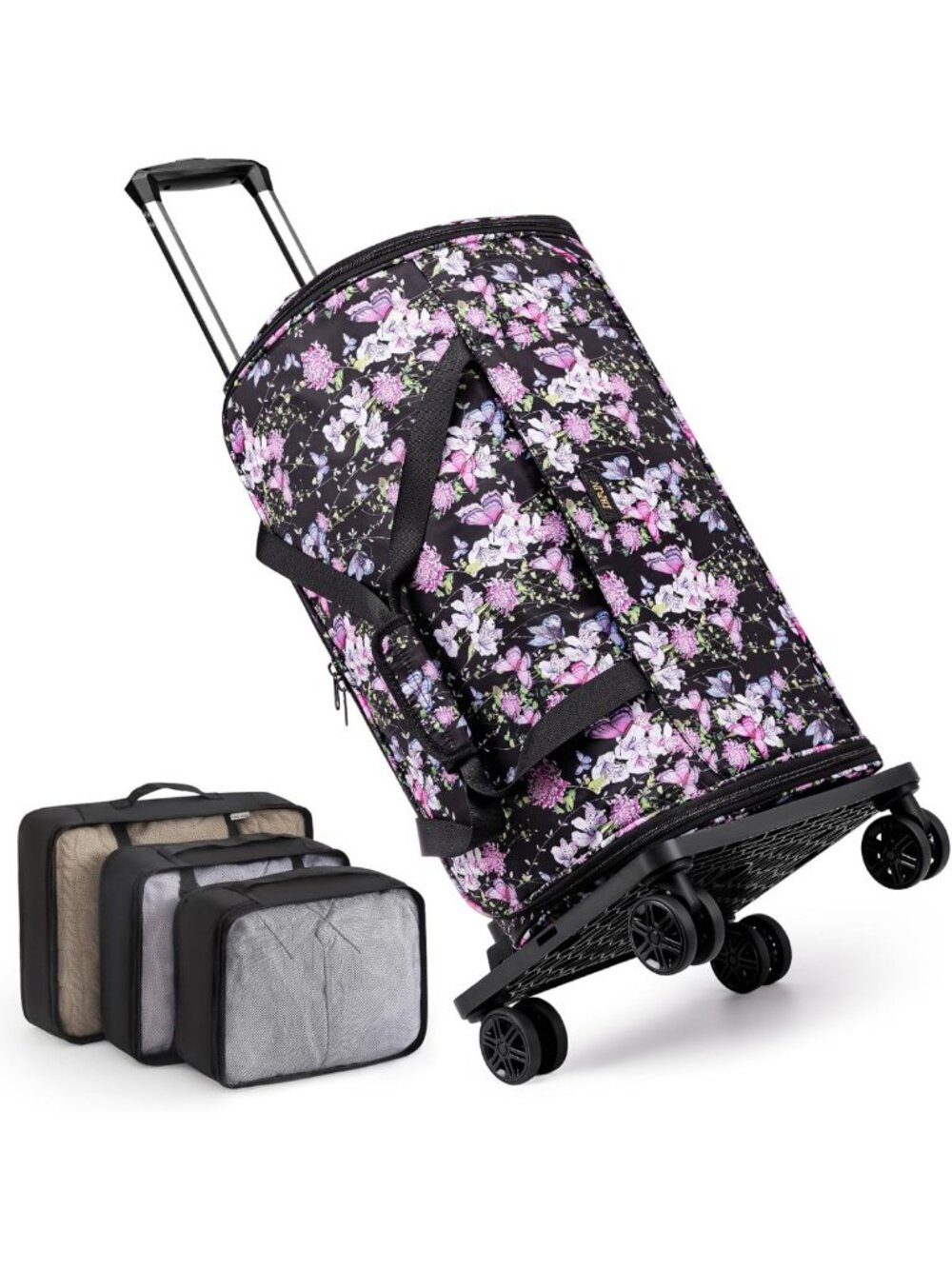 Travel Rolling Garment Bag & 50L Duffle with Shoe Compartment - 4pcs Set